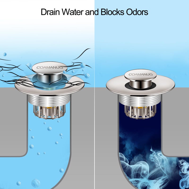 COAMANUG Bathtub Stopper | Pop-up Tub Stopper with Strainer  Shower Drain Hair Catcher | Bathroom Drain Plug | Drain Protector for 1-1/2 to 1-3/4"" Bath Drain Hole - Image 3